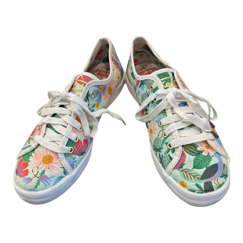 Rifle Paper Co. Floral Canvas Low-Top Sneakers in White, Green, Pink, Blue - Picture 3 of 7